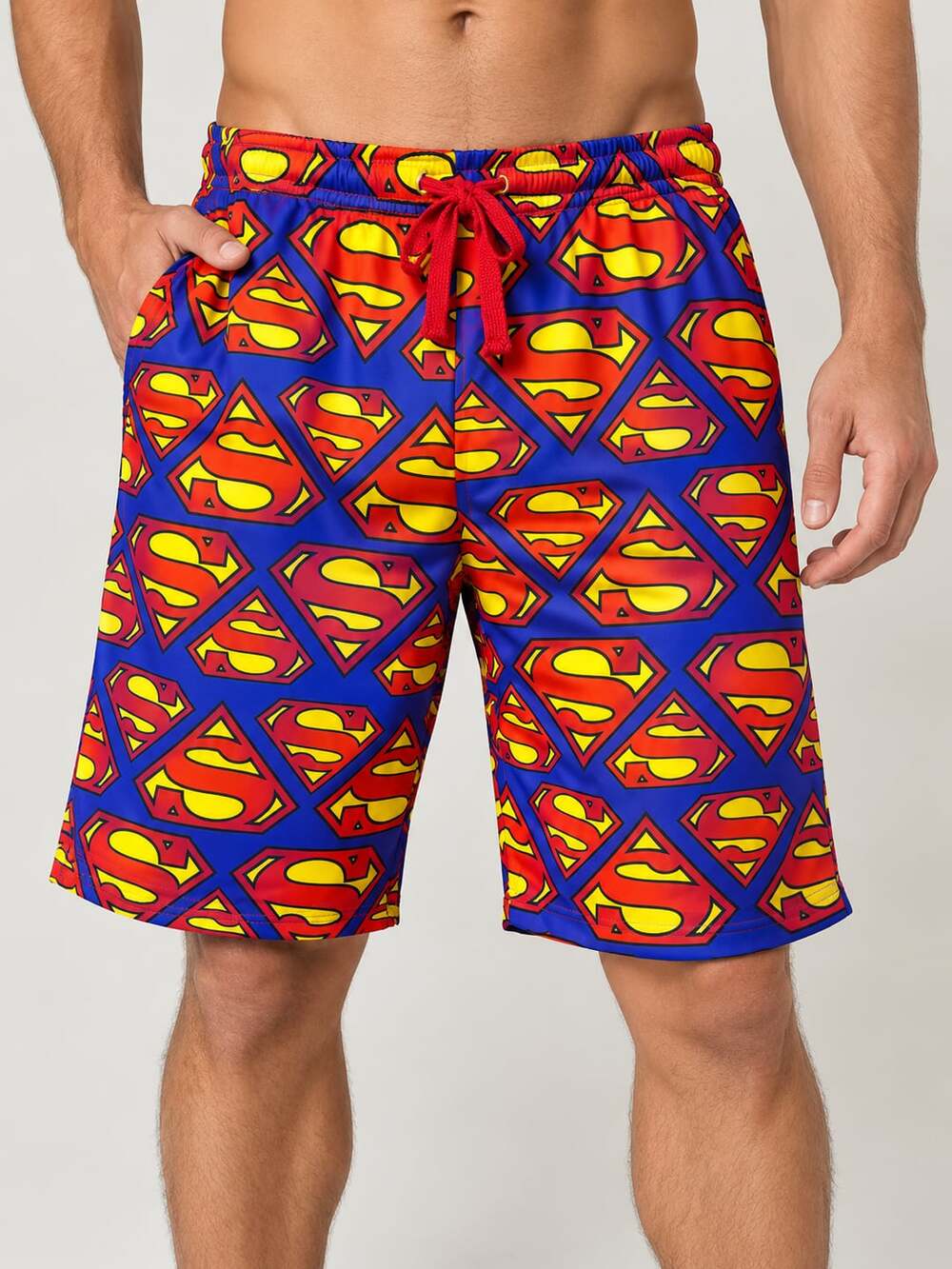 DC Comics Superman Logo Pajama Shorts Size Large Blue Allover Print Large
